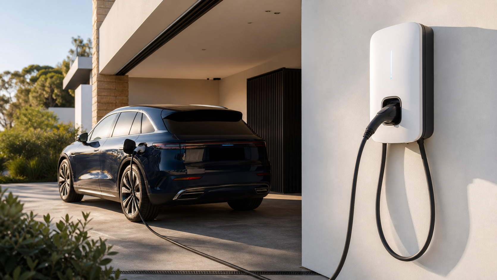 Home EV charger installed in a Sydney driveway
