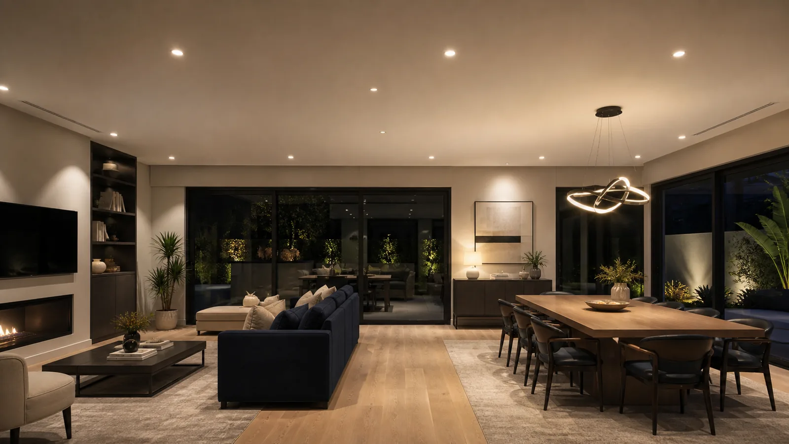 Warm layered LED lighting upgrade in a Sydney living room — Riverview
